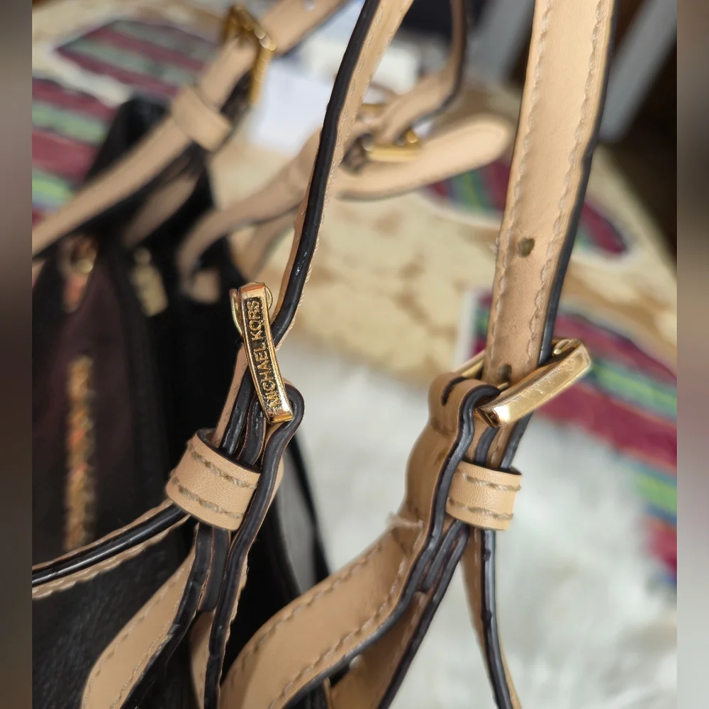 Michael Kors Black Tote with‎ Tan Handles ⚠️⬇️